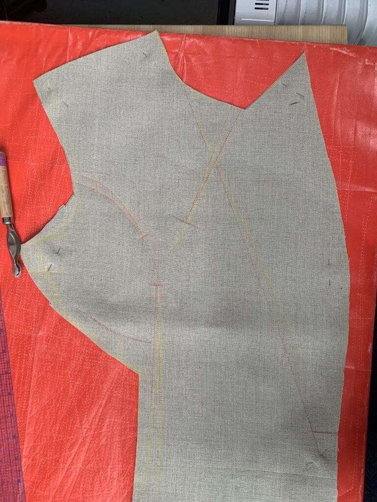 Marking darts onto canvas