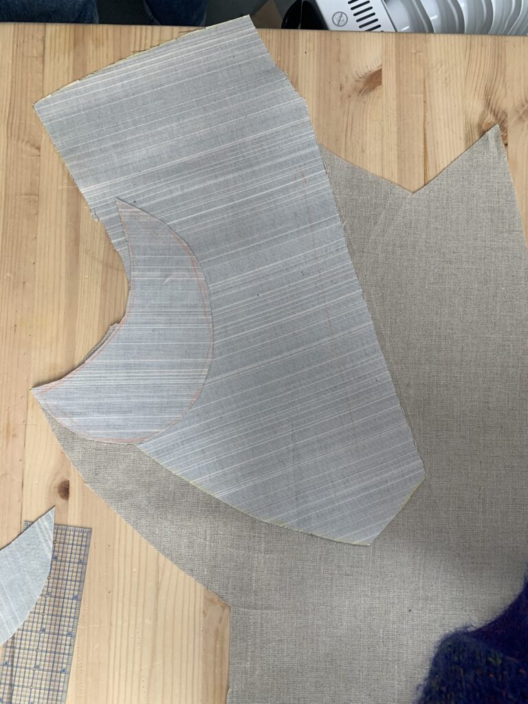 Chest canvas plus an extra piece under the arm to help smooth and keep that curve stable