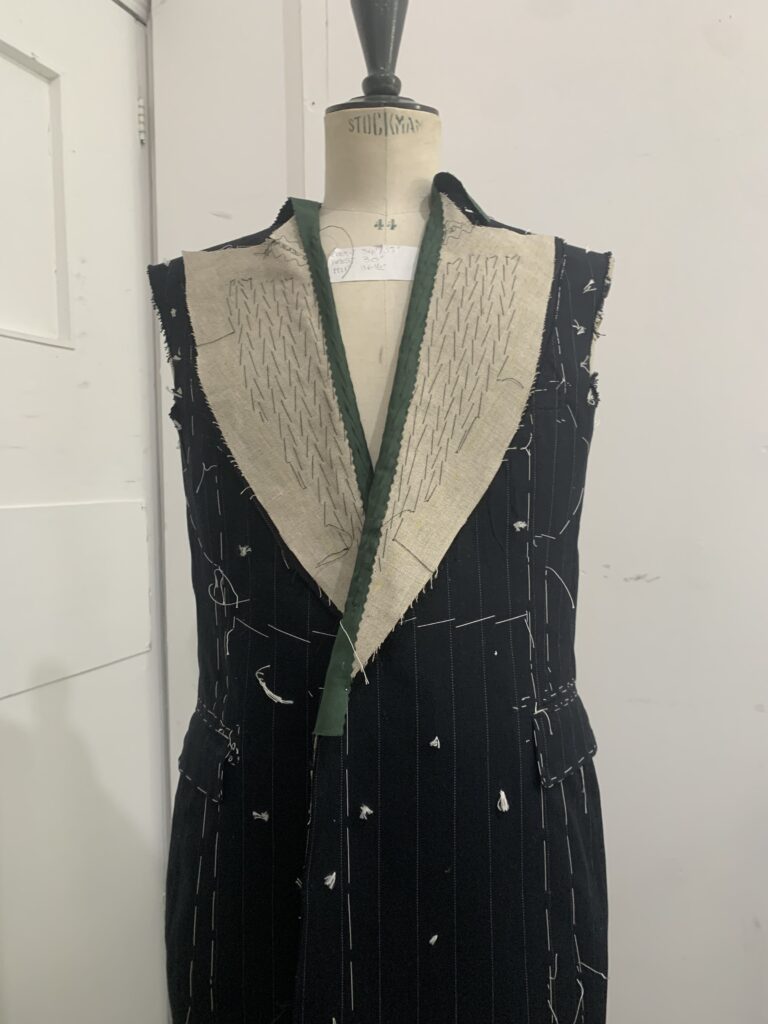 Pad stitched lapel
