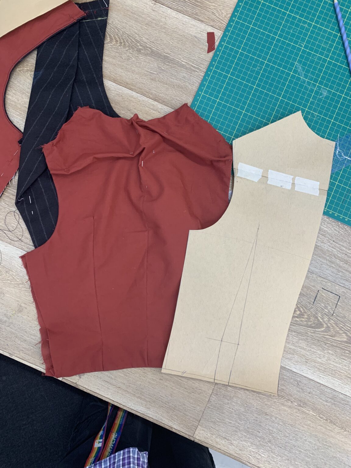 Modifying back pattern so the waistcoat would fit me