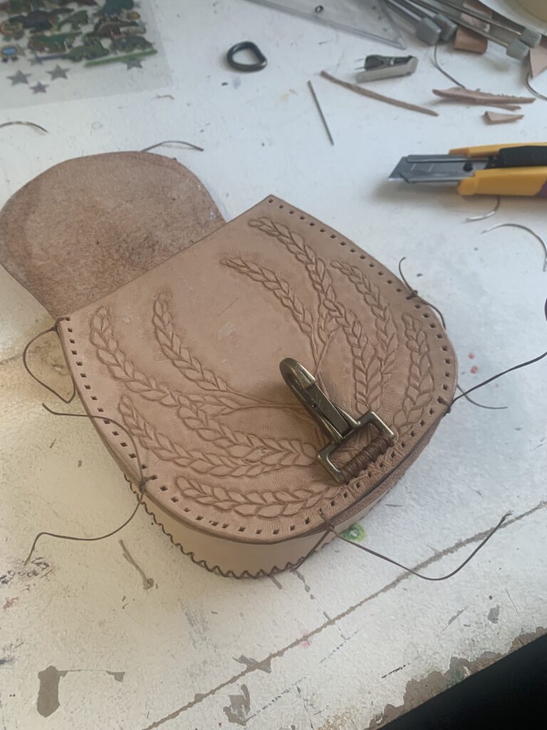 Attaching the front - should have dyed the piece before stitching together